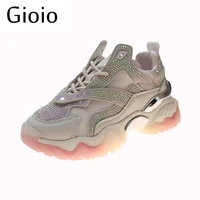 women sneakers fashion mesh chunky sneakers casual shoes autumn rhinestone comfortable thick sole white dad flats platform shoes