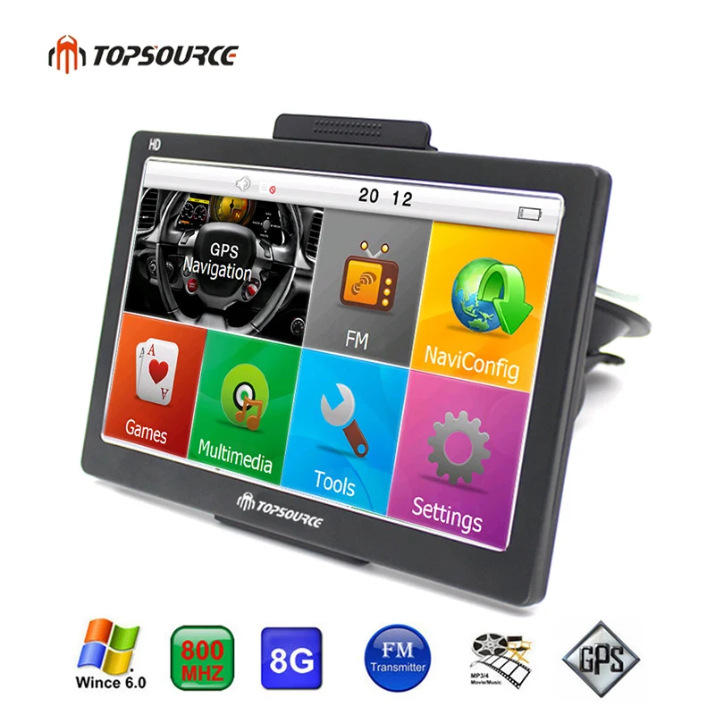 

TOPSOURCE 7" Capacitive 256M 8G Truck GPS Navigation Car Gps Navigator Spain Warehouse ce6.0 800MHZ FM 2018 Europe gps map