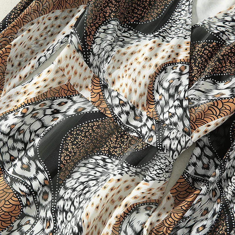 

COLOREE 2020 European Style Spring Summer Women Midi Dress Elegant Long Sleeve V-neck Leopard Print High Waist Dress For Female