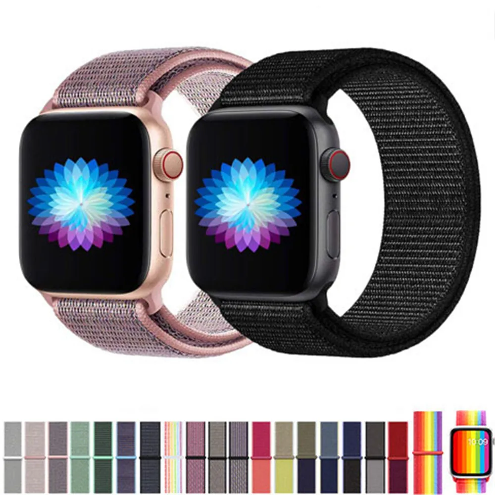 Тканый нейлоновый ремешок для apple Series 5 часов 44 мм 40 42 38 спортивный браслет умный
