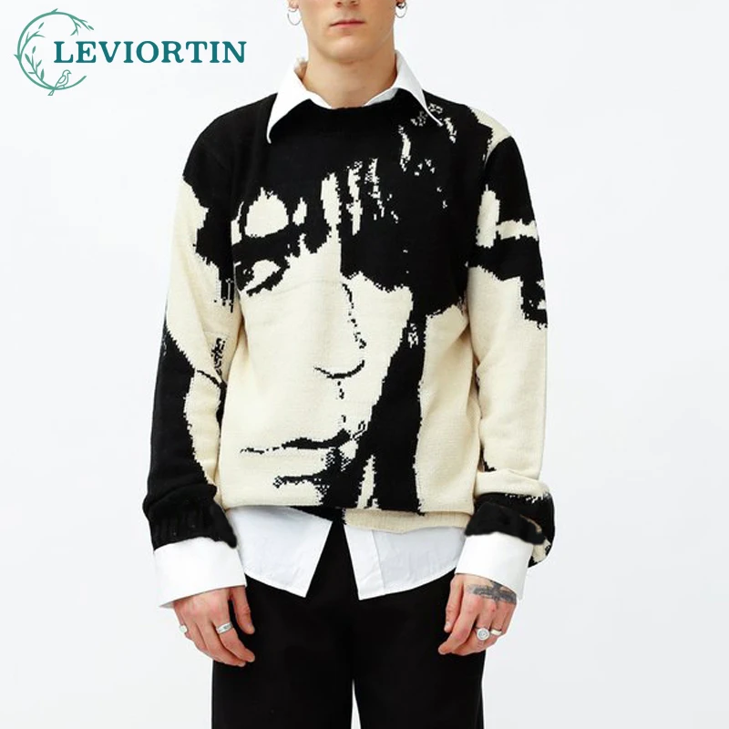 Красивый пуловер в стиле Харадзюку Свитер оверсайз с японским аниме мультяшный