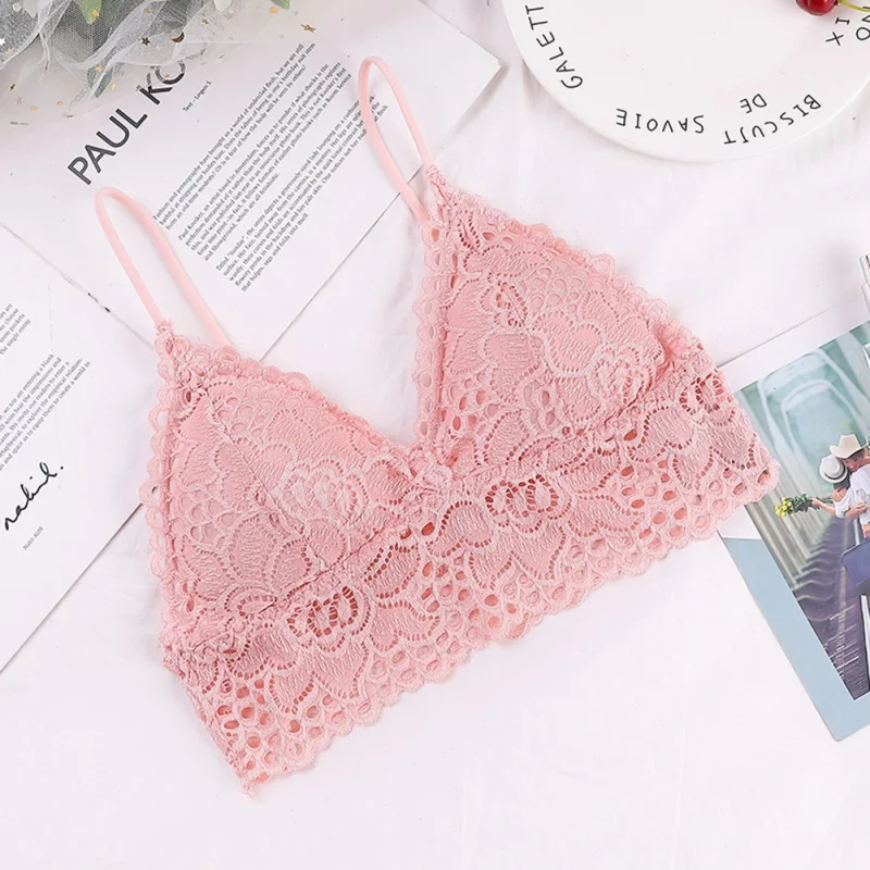 Liva Girl Deep V Bra Female Lace Tube Top Underwear Sexy Lace Summer Bras Top With Chest Pad