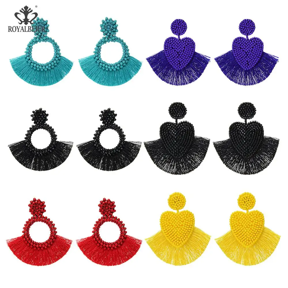 Женские серьги ROYALBEIER модные серьги-капельки с кисточками и в богемном стиле для