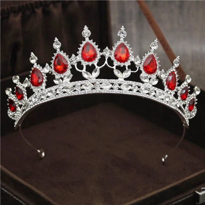 Silver Red Роскошные серебряные Кристальные Звезды Повязки для волос винтажные Стразы Свадебная Корона-Тиара повязка для волос Свадебная Ювелирная тиара De Noiva Мода - Окраска металла: Silver Red