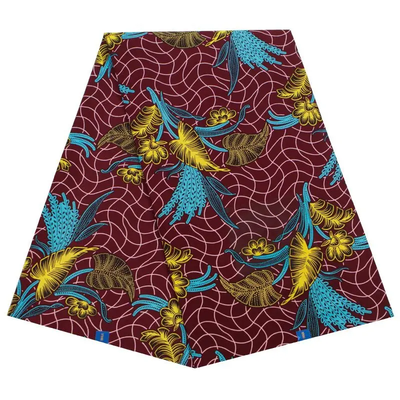 Африканская ткань 2019 Новые поступления модный желтый и синий цветочный принт