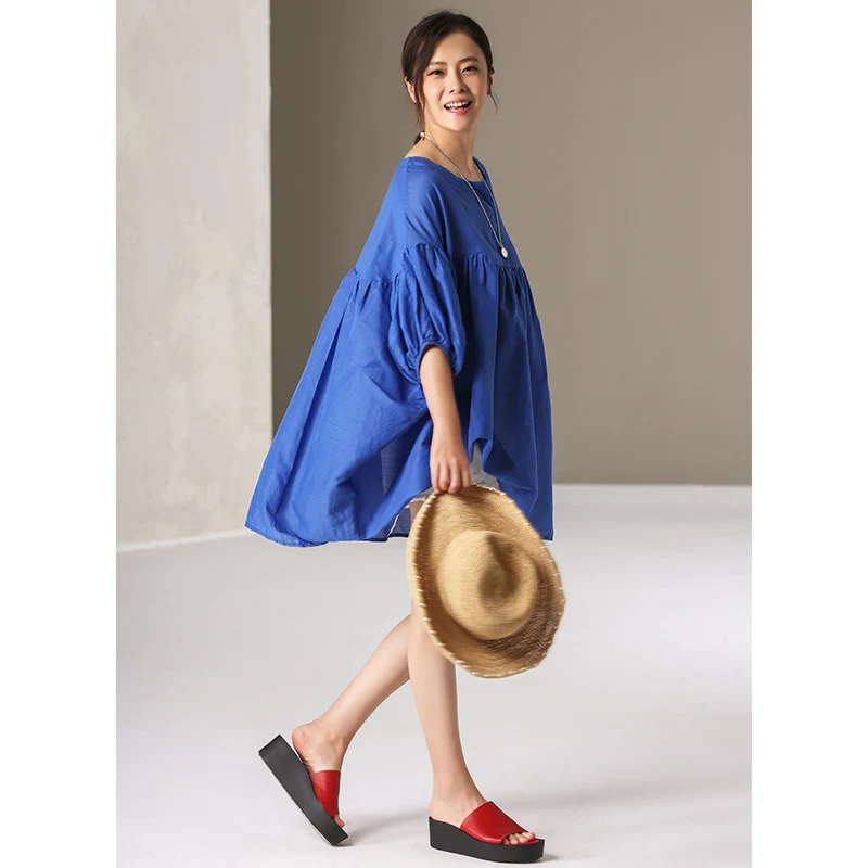 Женская рубашка MICOCO C9169 широкая тонкая хлопковая с рукавом-пузырьком | одежда