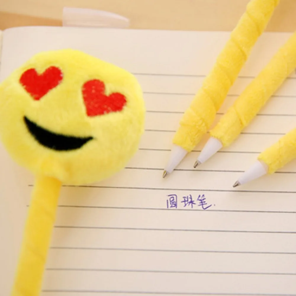 3 шт. забавная мультяшная Шариковая Ручка Новинка плюшевая игрушка со смайликом