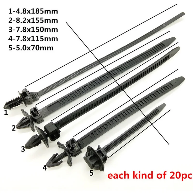 

Tie Wire Bands Car Mixed Cable Bundled Harness Line Fastener Zip Clip Black 100pcs/Set Newest Latest