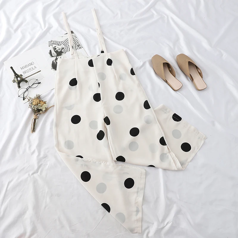 Комбинезон женский летний в горошек на тонких бретельках | Женская одежда