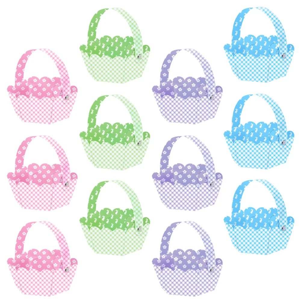 

12pcs DIY Easter Bag Creative Rabbit Egg Handbag Storage Basket With Nails