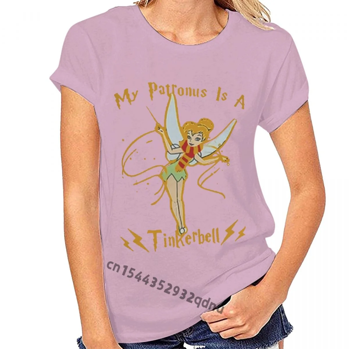 

2021 Summer Streetwear Hip Hop Tops Tees Men's Clothing My Patronus Is A Tinkerbell Women Funny O Neck T Shirt