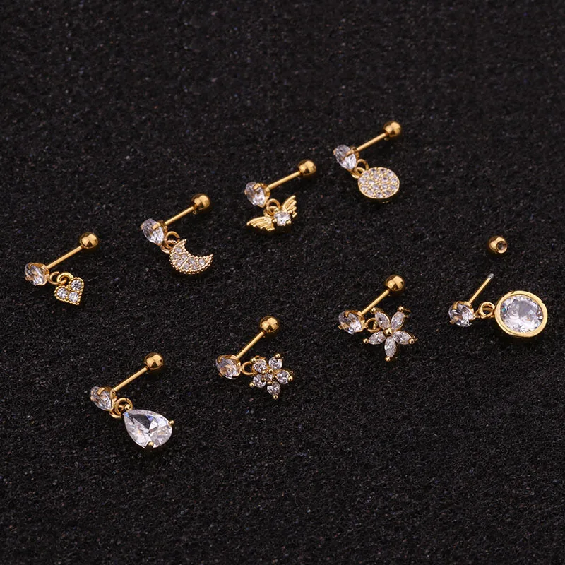 Lucky Eye Micro Pave Flower Heart Moon Charm Drop Earrings Gold Silver Color Small Dangle for Women Girls Jewelry LE430 | Украшения и