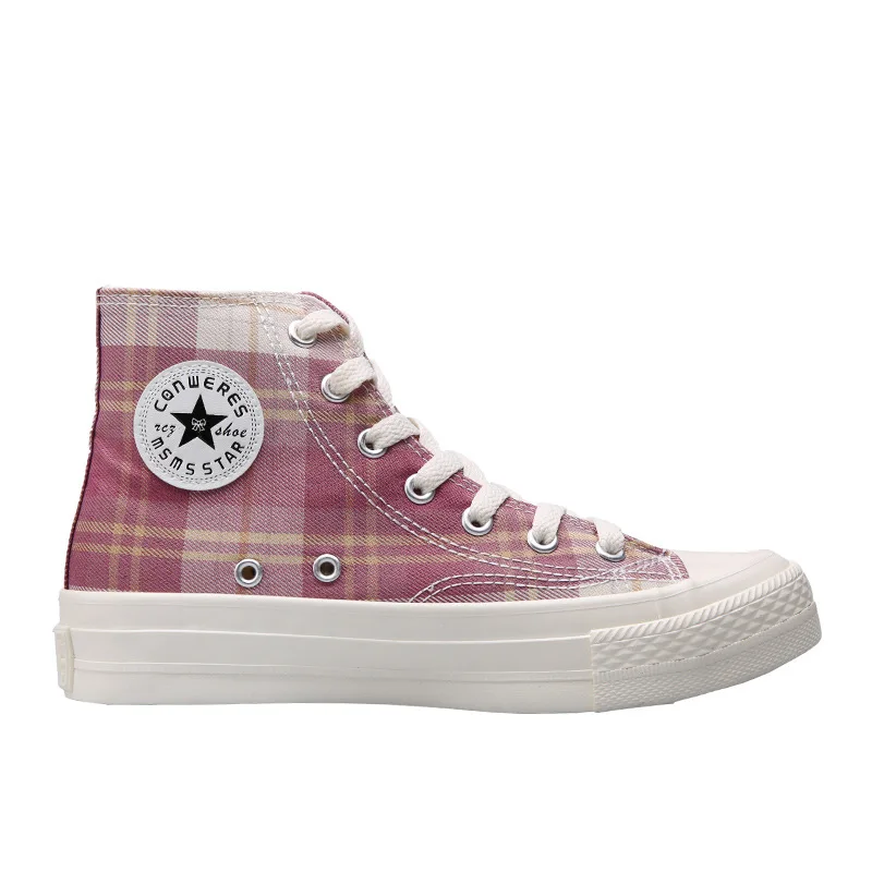 

High Quality 2020 New Women Shoes Fashion Canvas Shoes for Women Sneakers Gingham High Top Lace-Up Casual Designer Shoes Woman