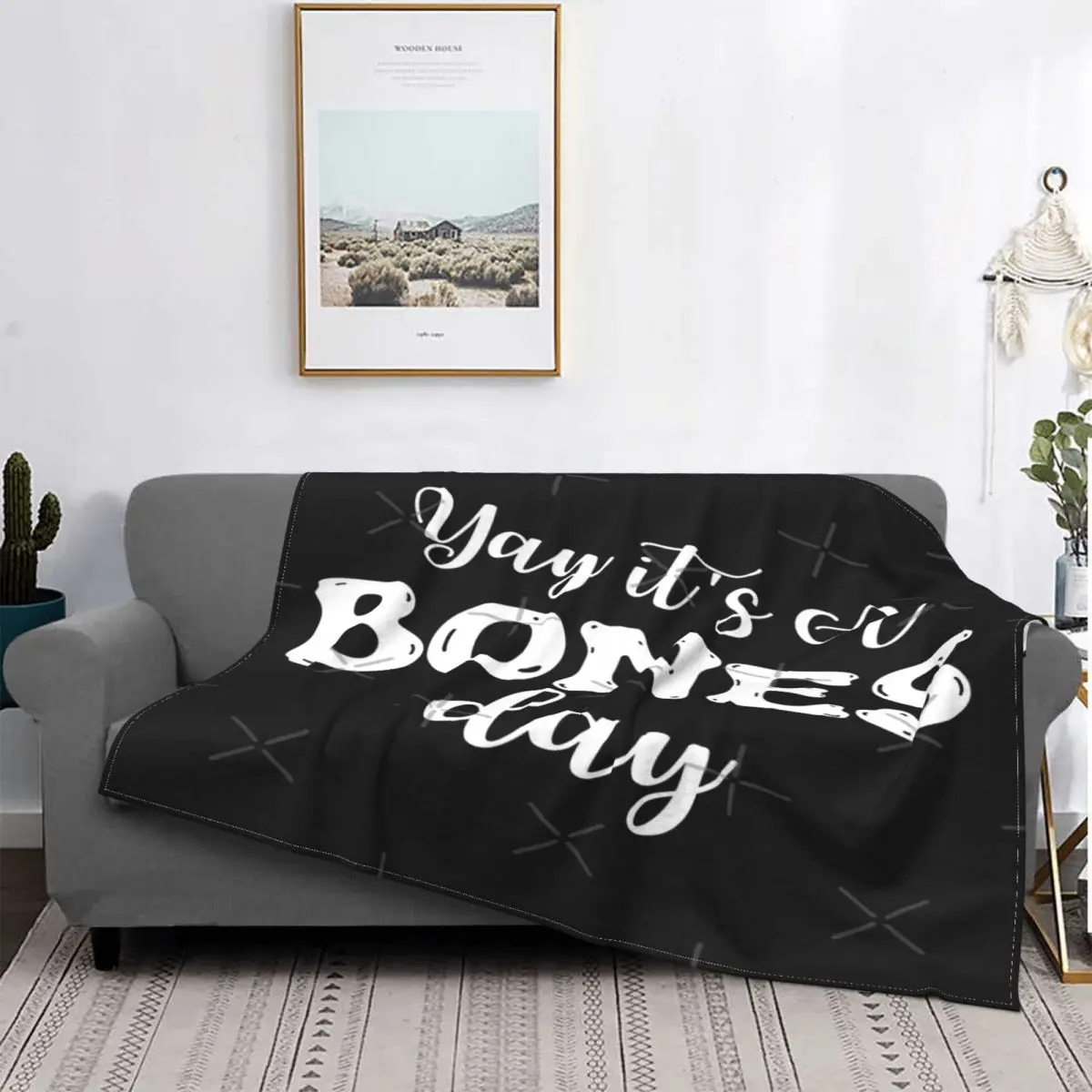 

Yay Its A Bones Day manta colcha cama A quadros Edredon fundas de cama double manta A cuadros y fundas