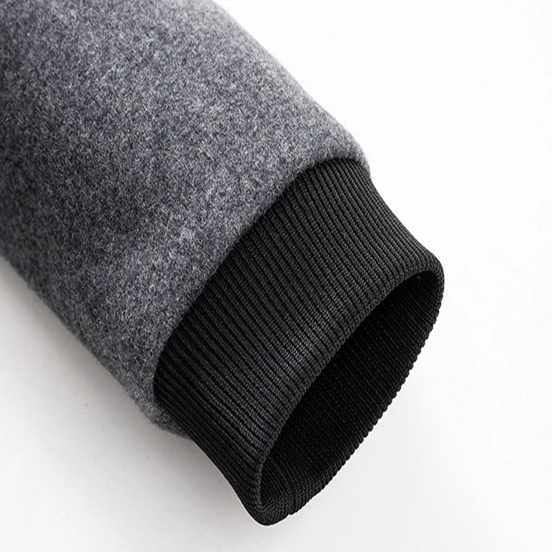

New Business Casual Men's Woolen Coat Solid Color Zipper Jackets Winter Fashion Wool Blends Male Overcoat High quality