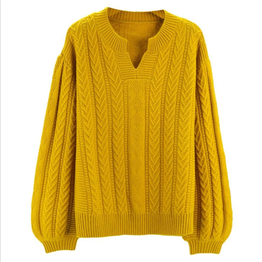 

2020 Vintage Casual Loose Pullover Sweaters Female Korean Women's Pullovers Sweaters knitted V Neck Cute Clothing For Women