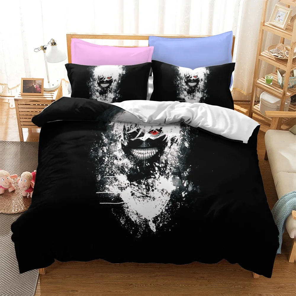 

Anime Tokyo Ghoul Bedding Set Duvet Cartoon 3D Colour Print Quilt Cover and Pillowcase Home Textile Adult Children Bedroom Decor