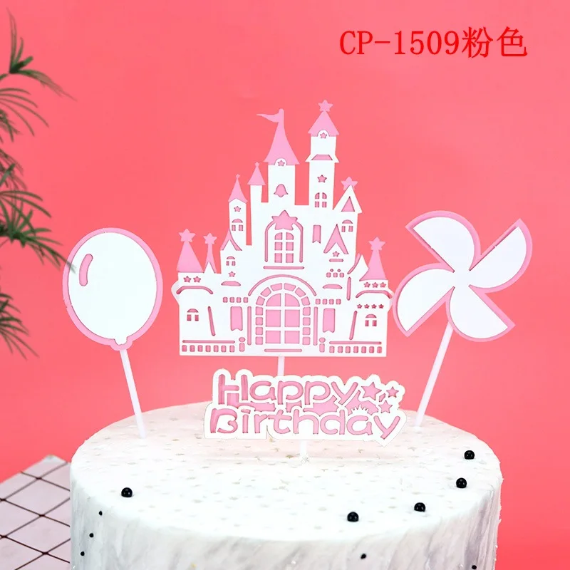 

New baked cake flag birthday decoration set creative castle card paper happy birthday card