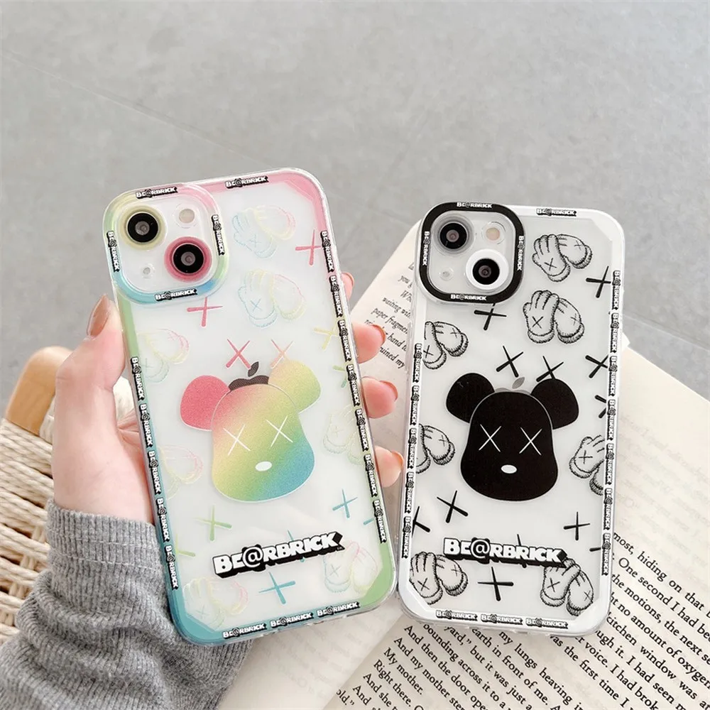

Transparent Cartoon Bear Pattern Soft Phone Case For iphone X XS XR 7 8 Plus 11 12 13 Pro Max Silicone Shockproof Cases Cover
