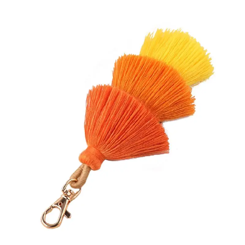 

Handmade Women Colorful Boho Pom Pom Tassel Bag Charm Key Chain Fashion Jewerly