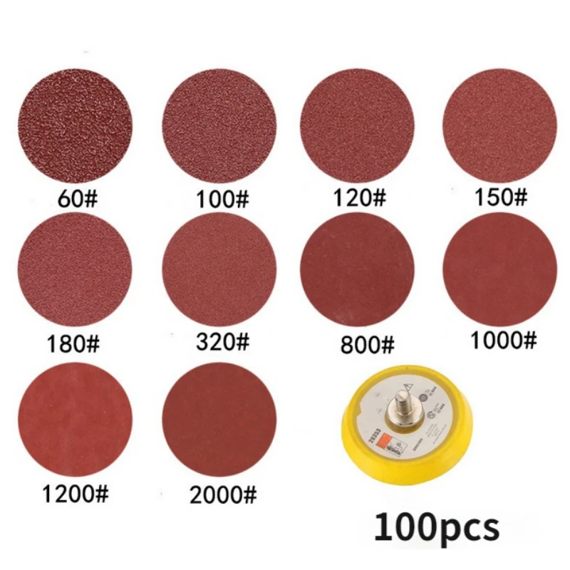 

100pcs 50mm 2 Inch Sanding Discs 60-2000 Grit Sandpaper with 2 Inch Abrasive Polish Pad Plate + 1/4 Inch Shank Dropshipping