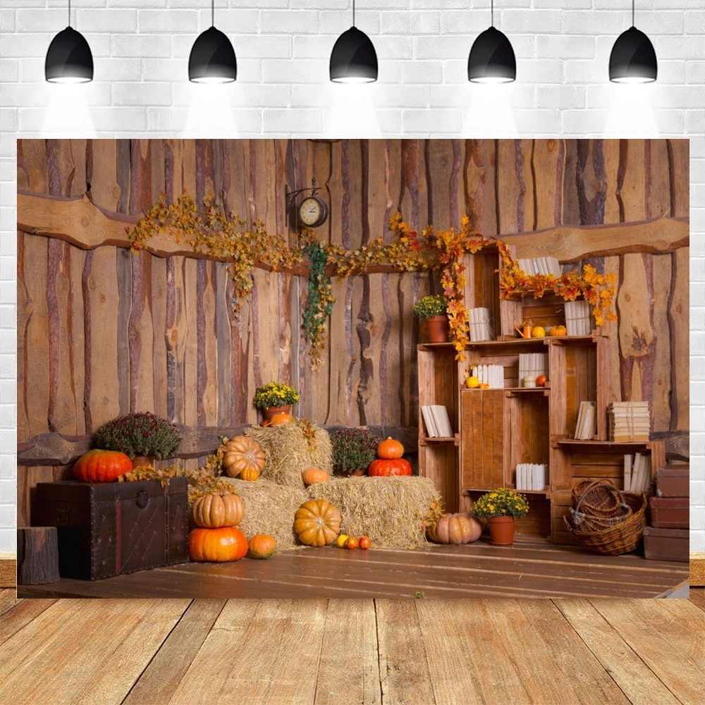 

Autumn Farm Pumpkin Barn Hay Bales Photo Background Photography Backdrops Vinyl Photographic Photocall Photophone Photozone Prop