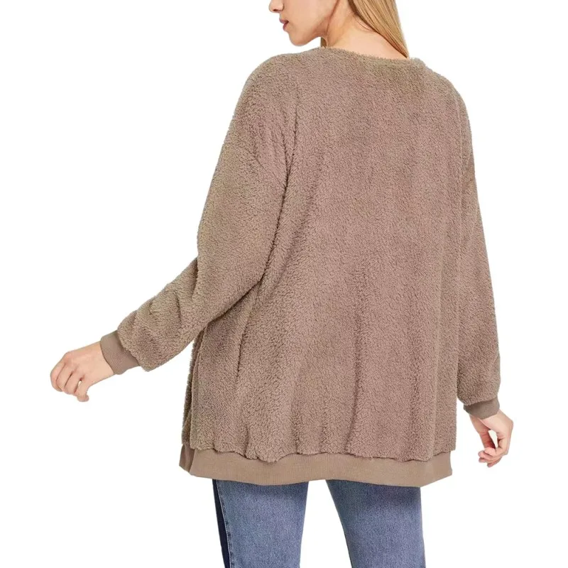 

Female Long Sleeve Lambswool Faux Shaggy Hooded Teddy CoatFur Coat Women Autumn Winter Cardigan Plush Fur Fluffy Jacket