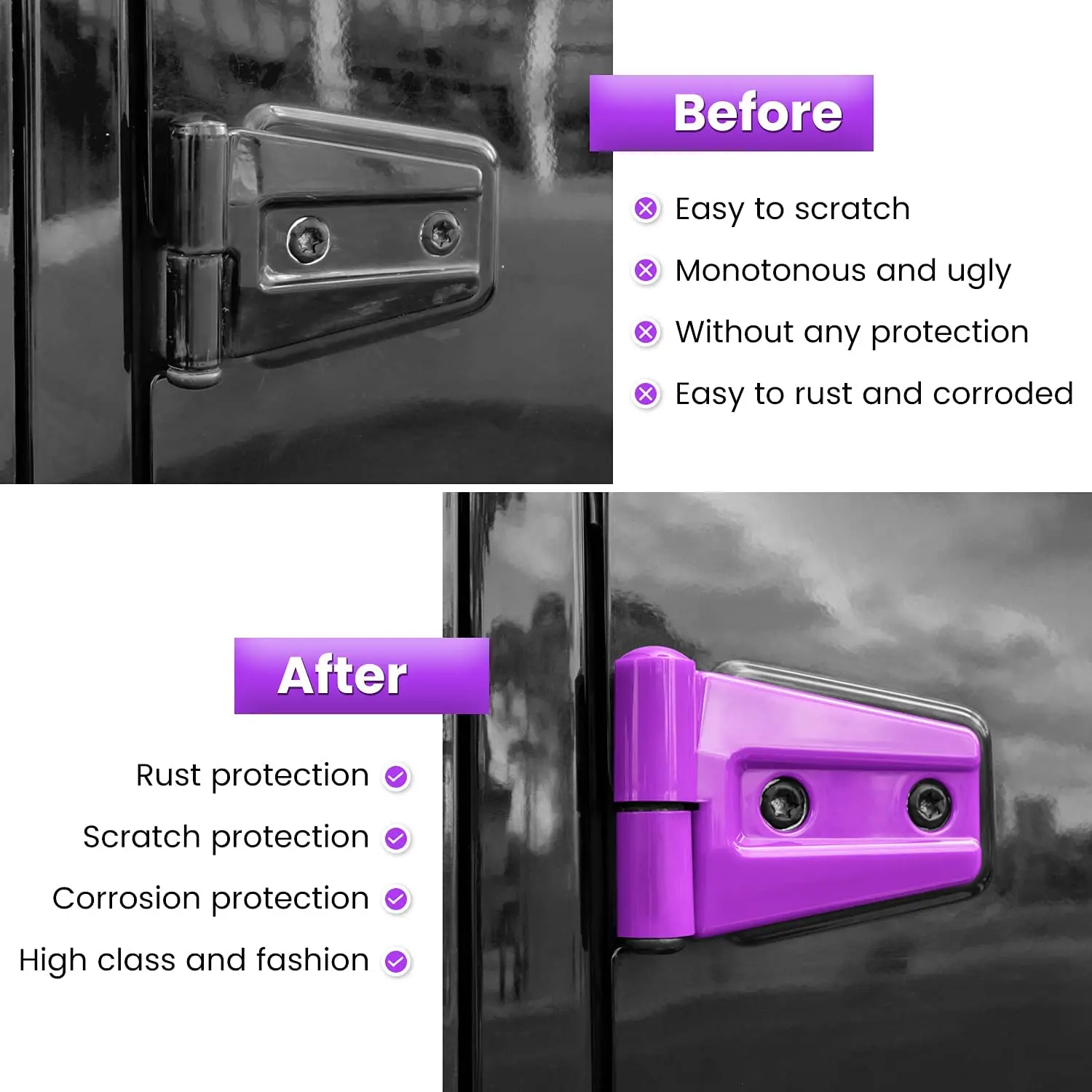 Чанг Цян 8x крышка декоративной петли двери для Jeep Wrangler JK JKU Sport Rubicon Sahara X Unlimited 2007-2018 фиолетовая.