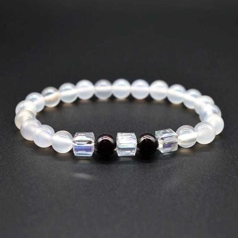 2019 new natural white carnelian bracelet color geometric crystal ladies charm jewelry high quality garnet | Украшения и