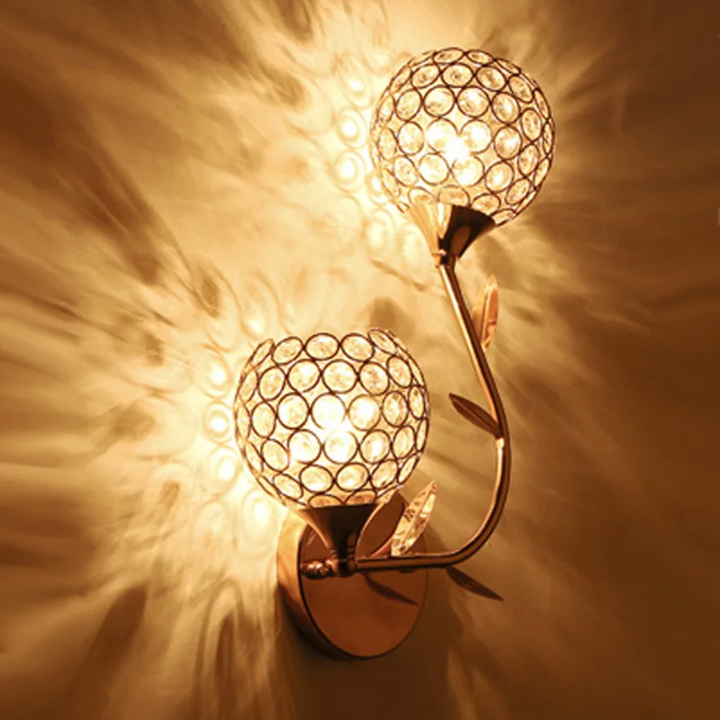 Gold Silver Crystal Wall Lights Simple Creative Bedside Lamp Living Room Indoor Sconce Lighting | Лампы и освещение