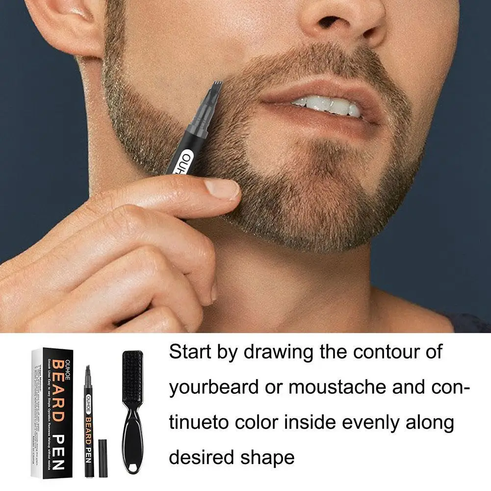 New 2021 Beard Pen Filler Pencil And Brush Enhancer Waterproof Moustache Coloring Shaping Tools Hair Set | Красота и здоровье