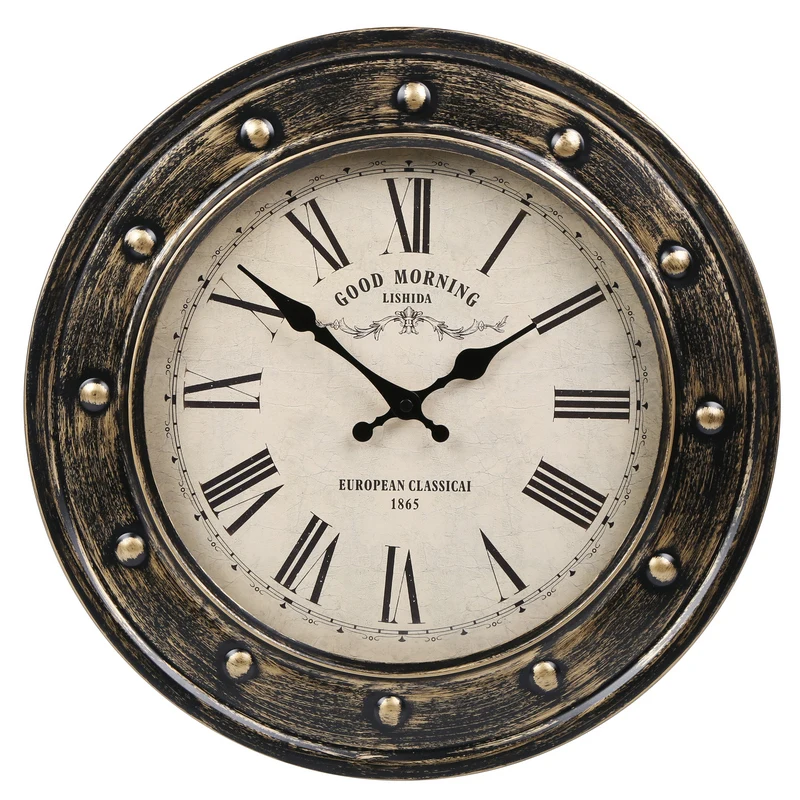 

Retro Silent Wall Clock American Country Large Silent Watch Wall Clocks Home Decor Antique Living Room Decoration Gift