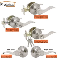 Probrico door handles for Interior doors Front Back Levers with latch lock cylinder Bedroom Bathroom gate locks dummy handle set
