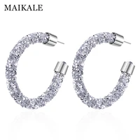 maikale big round circle earrings austrian crystal shiny rhinestone hyperbole large hoop earrings for women jewelry charm gifts