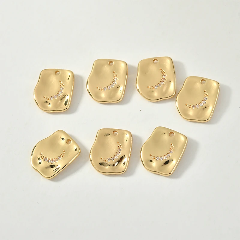 Медное покрытие 18 K Настоящее золото Звезда Луна циркон подвеска в форме капли DIY