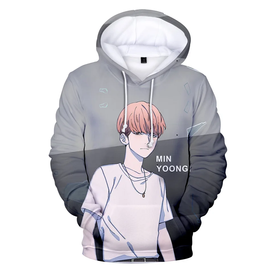 Толстовка с капюшоном в стиле K Pop для мужчин и женщин кофта 3D принтом длинным