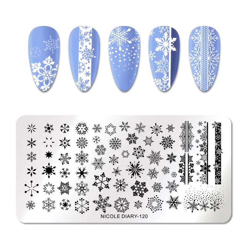 Николь дневник Рождественская серия Штамповка для ногтей шаблоны штампов роза
