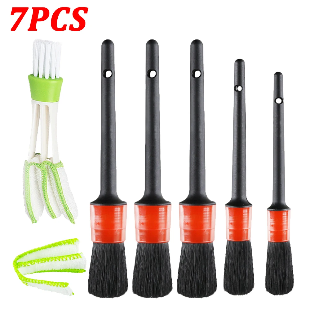 7PCS 5 шт. детальная щетка для чистки автомобиля щетка для мытья салона автомобиля колесо очистки зазора обода приборной панели вентиляционное отверстие Отделка Инструмент - Цвет: 7PCS