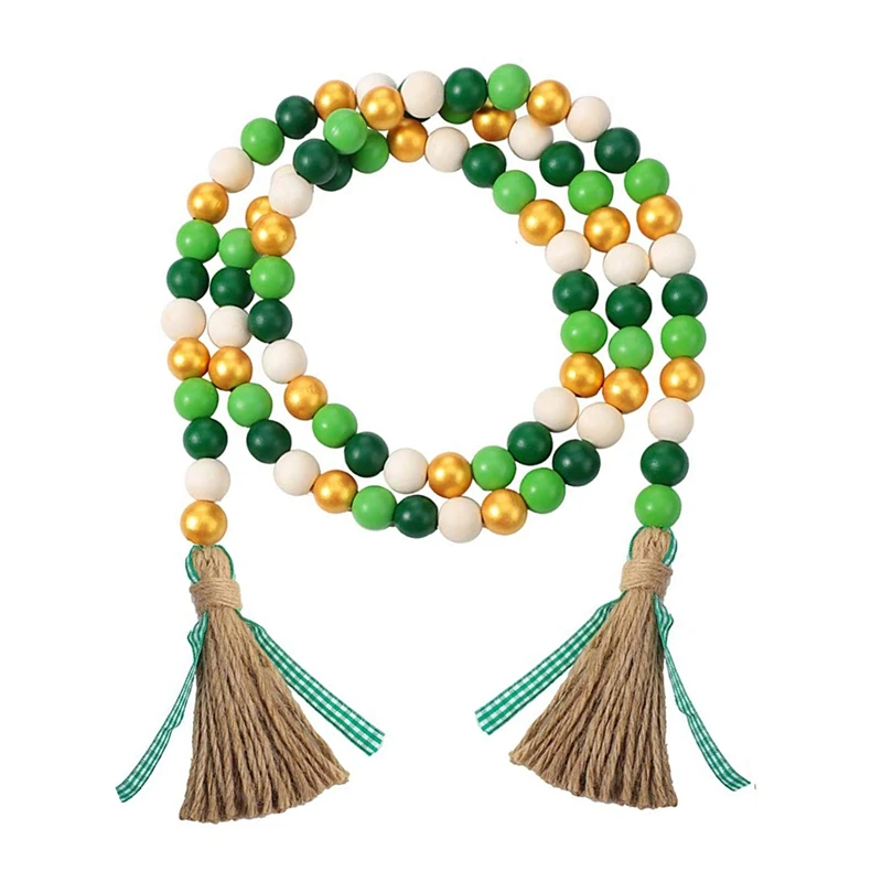 

Party Summer Wood Bead Garlands with Tassels Farmhouse Rustic Country Wood Bead Boho Bead Garlands for Tiered Tray Decor