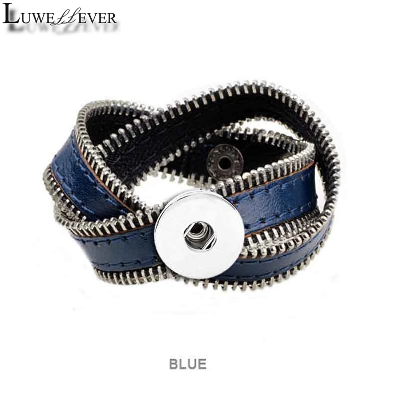 Браслет на молнии из 105 натуральной кожи в стиле ретро|charm jewelry|18mm snaps18mm snap button |