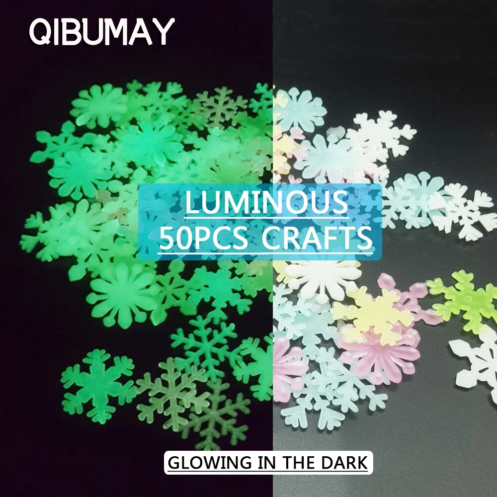 Светящиеся рождественские флуоресцентные наклейки для вечерние, 50 шт., аксессуары для изготовления бантов, аксессуары для гостиной