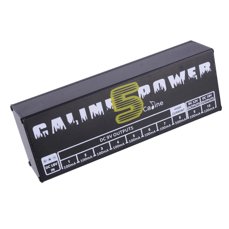Caline CP-05 Effect pedals power supply with blue LED light 8 way DC 9V & 1 12V 18V With Gold Connector | Музыкальные