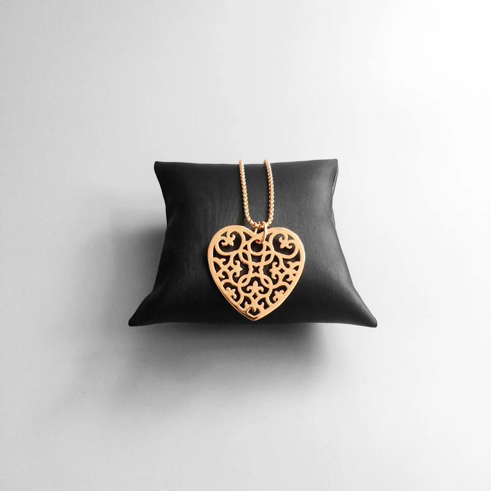 Цветок сердце подвески орнамент Розовое Золото выдалбливают Модные ювелирные