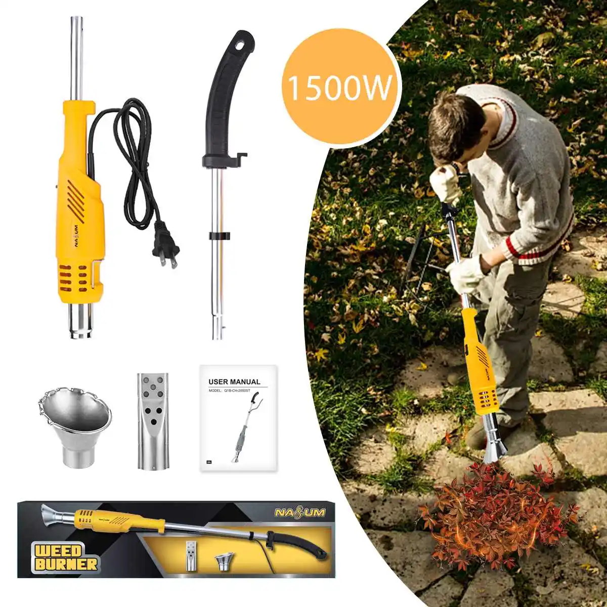 

Electric Weeds Burner 1500W Electric Thermal Weeder Hot Air Weeds Killer Grass Flame of Garden Tools Thermal Weeder