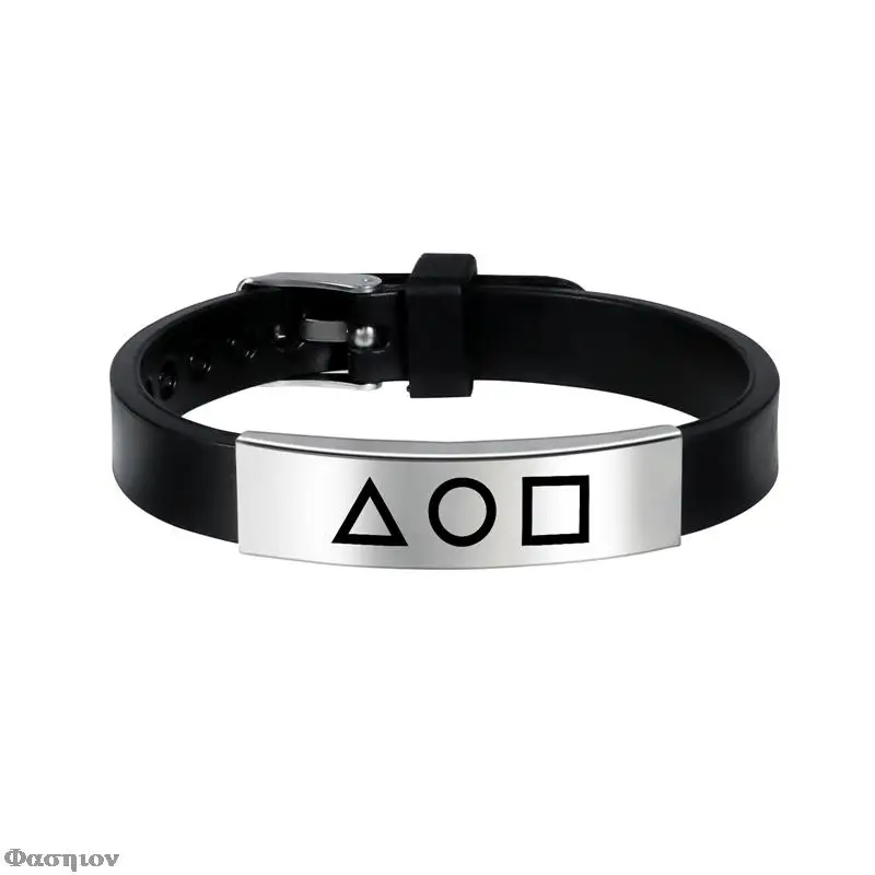 

Stainless Steel Bracelets Gift Jewelry For Women Men 오징어 게임 Korea Fashion Squid Game Black Silicone Couple Bracelet
