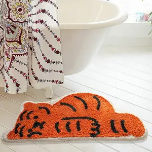 cute tiger bathroom mat fluffy flocking carpet bath tub side anti slip absorbent rug floor pad doormat kids room nursery decor free global shipping