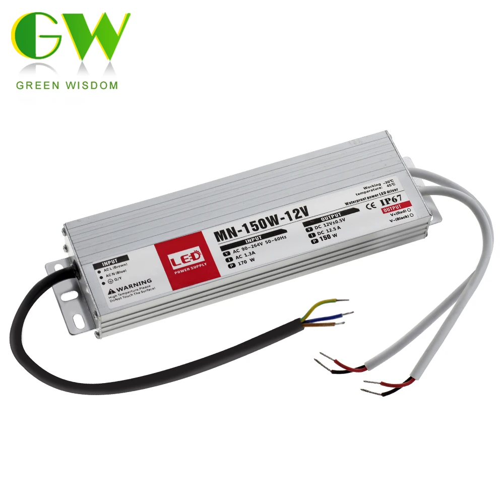 IP67 Водонепроницаемый светодиодный драйвер DC12V 24V светильник ing трансформаторы для приготовления пищи на воздухе светильник 12V Питание мощностью 10 Вт, 20 Вт, 30 Вт, 45 Вт, 60 Вт, 100 Вт 150W 200W