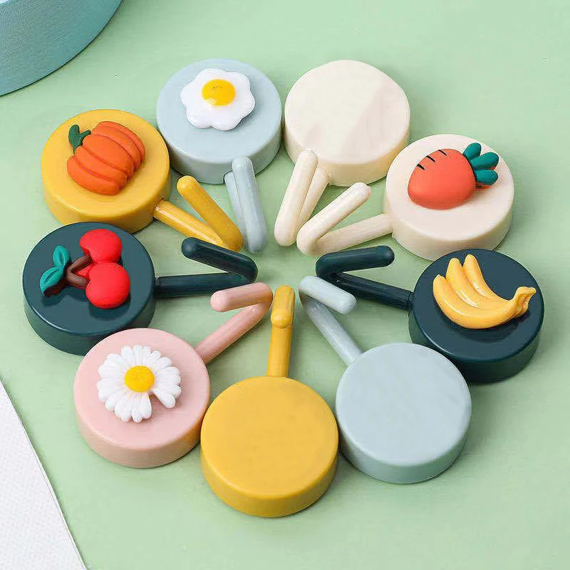 

Towel Rack Hook Holders Home Decor Bathroom Accessories Cartoon Small Hook Key Wall Crochet Holder Fruit Pattern Kitchen