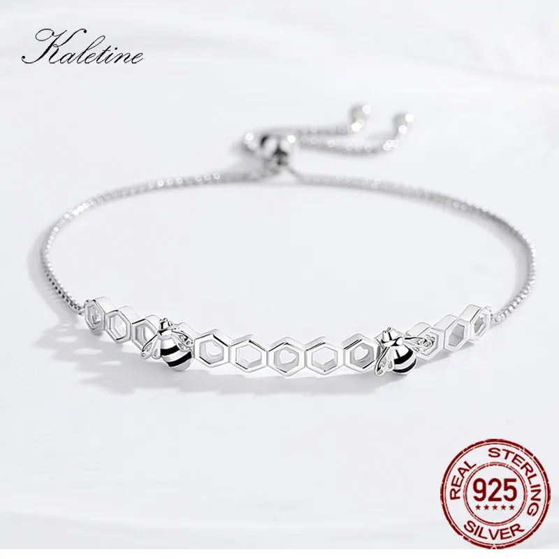 Браслеты KALETINE honey Bee из серебра 925 пробы для женщин, сердце, роскошная расческа для любви, Пчела для мужчин и женщин, Теннисный браслет, золотые ювелирные изделия
