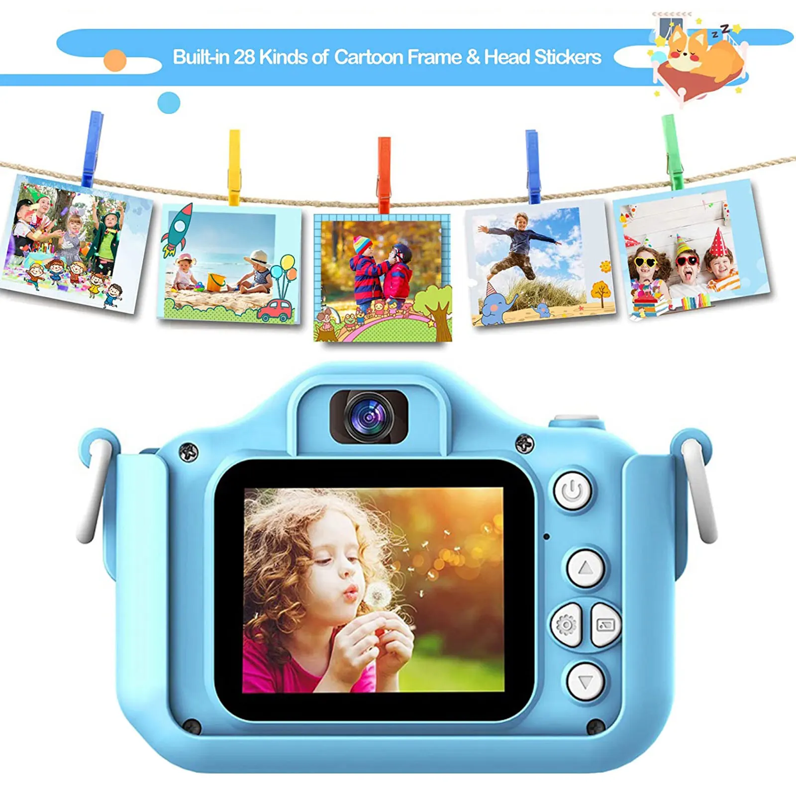 

20MP Digital Camera for Children Kids Mini Cartoon Lovely Dog Dual Camera 2.0 Inch IPS Screen 32GB Video Camera Camcorder Gifts